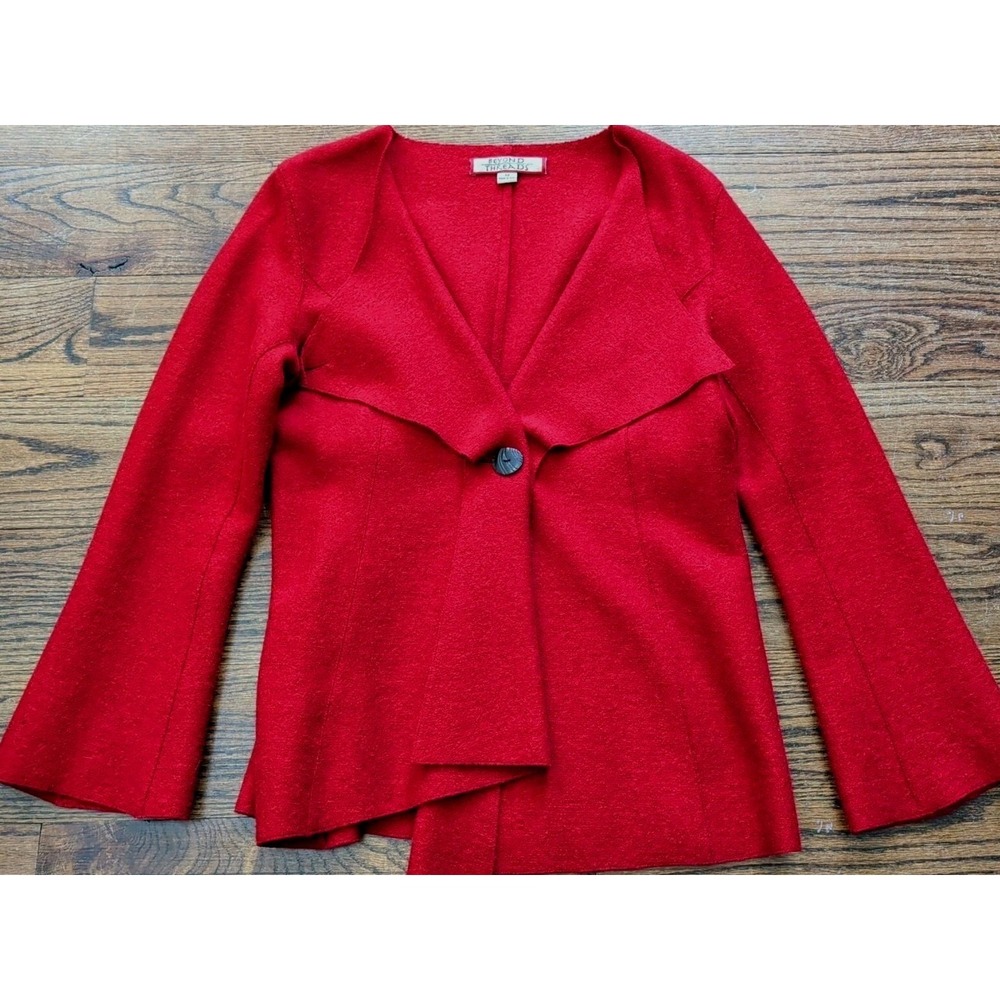 Beyond Threads Felted Alpaca Wool Blend Origami Jacket Burgundy/Red Size M